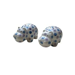 Hippo Polka Dot Purple and Blue Salt & Pepper Shakers